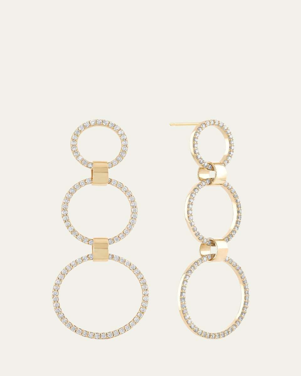 Flawless Three Circle Linear Link Earrings
